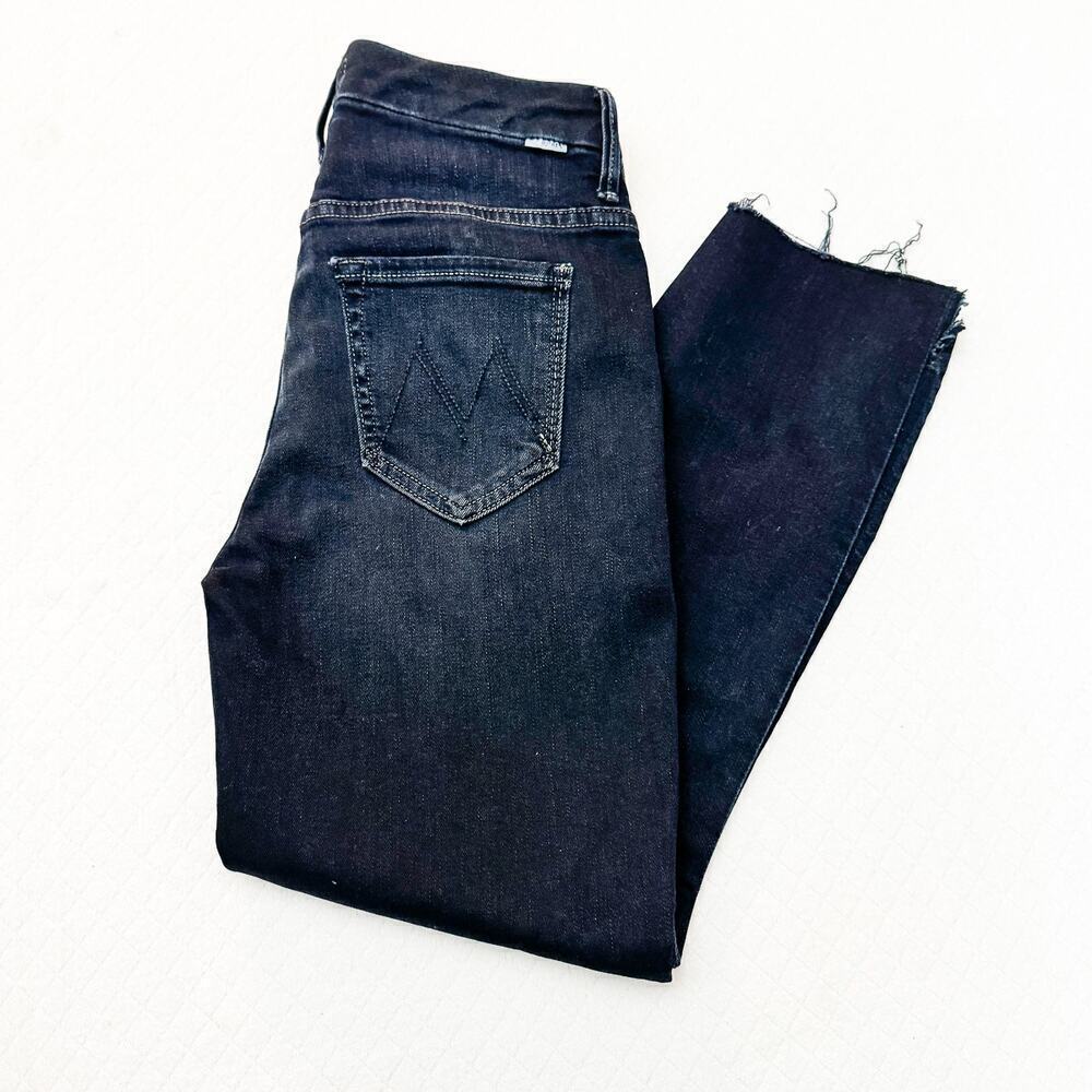 Mother High Waisted Looker Ankle Fray Last Call Dark Wash Denim Jeans Size 25 - Picture 11 of 11